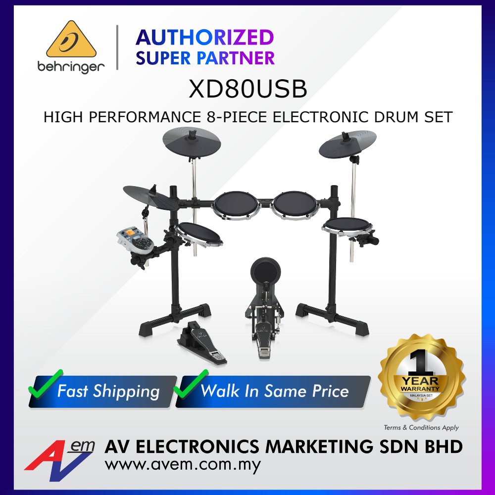 Behringer XD80USB 8Piece Electronic Drum Set with 175 Sounds, 15 Drum